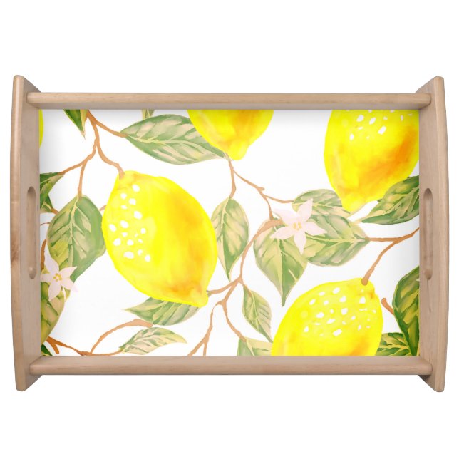 Beautiful design watercolor lemon serving tray (Front)