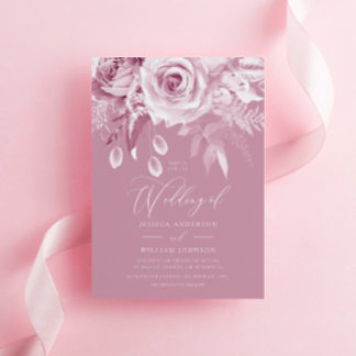 Beautiful Designer Dusty Pink Rose Wedding Invitation