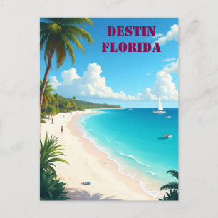 Beautiful  Destin Florida Sunset Beach  Postcard