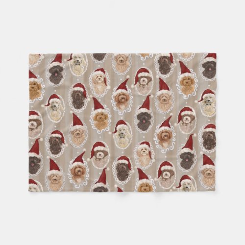 Beautiful Detailed Christmas Dog Paintings fleece