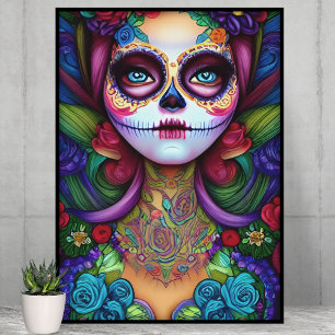 Beautiful Día de los Muertos Woman Poster