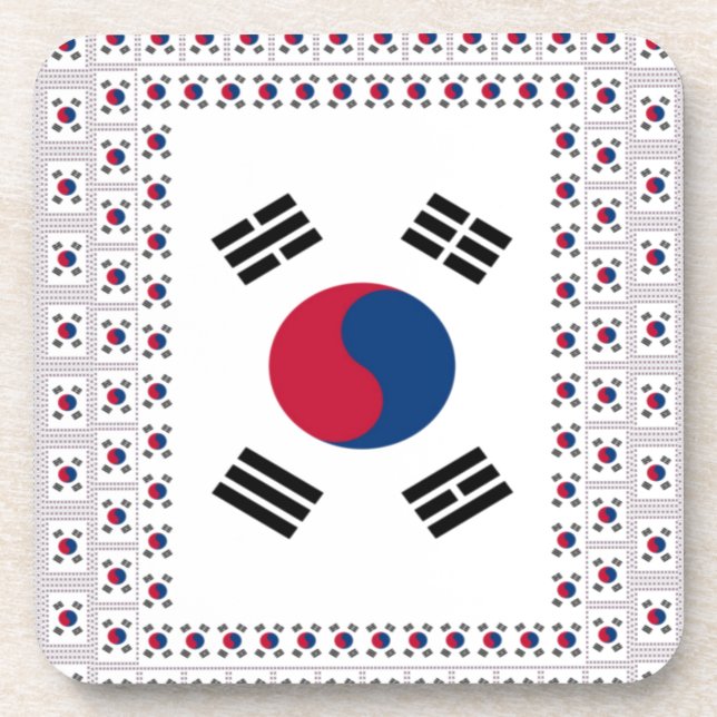 Beautiful Diagonal Korean Flag: An Infinite Art Beverage Coaster (Front)