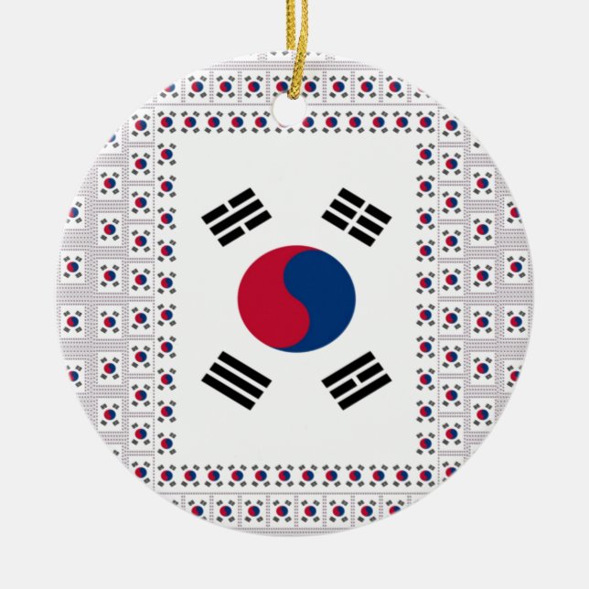 Beautiful Diagonal Korean Flag: An Infinite Art Ceramic Ornament (Front)