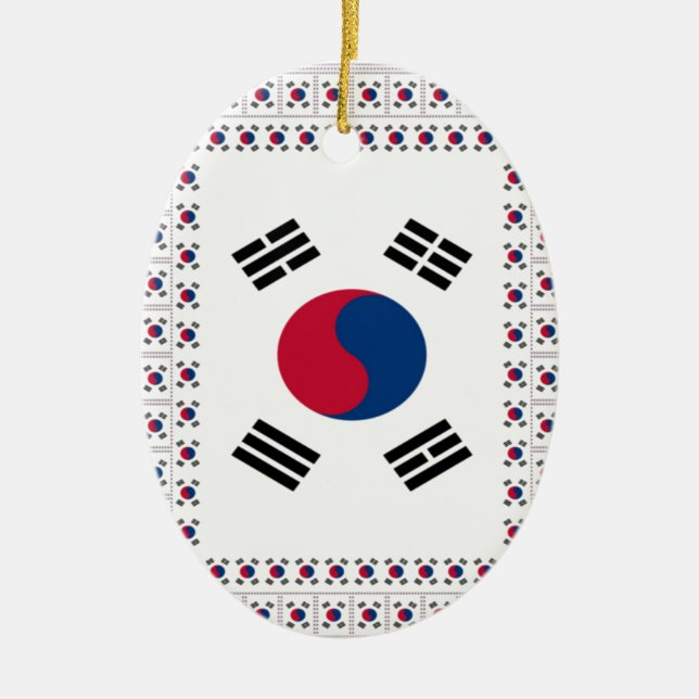 Beautiful Diagonal Korean Flag: An Infinite Art Ceramic Ornament (Front)
