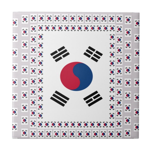 Beautiful Diagonal Korean Flag: An Infinite Art Ceramic Tile (Front)