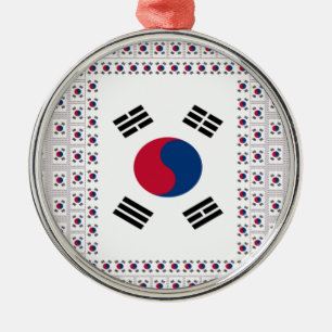 Beautiful Diagonal Korean Flag: An Infinite Art Metal Ornament