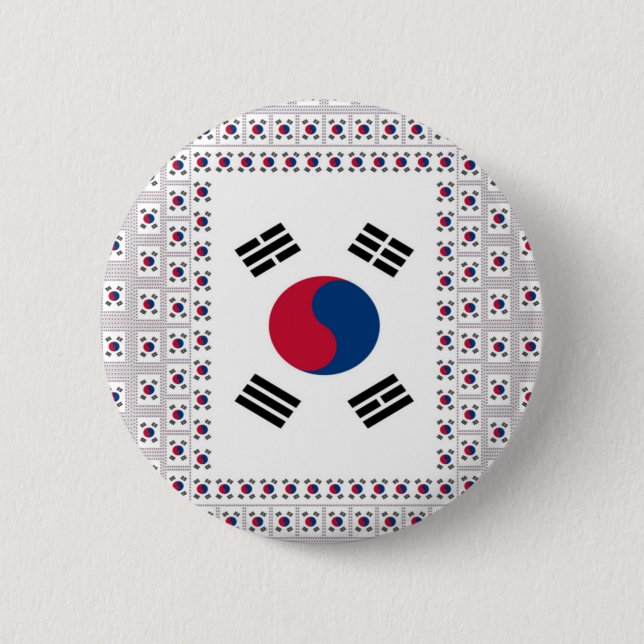 Beautiful Diagonal Korean Flag: An Infinite Art Pinback Button (Front)