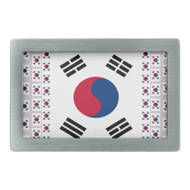 Beautiful Diagonal Korean Flag: An Infinite Art Rectangular Belt Buckle (Front)