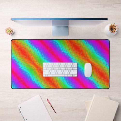 Beautiful Diagonal Stripe Rainbow Multicolored Desk Mat
