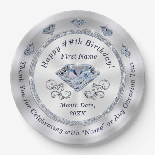 Beautiful Diamond Birthday Plates Personalized