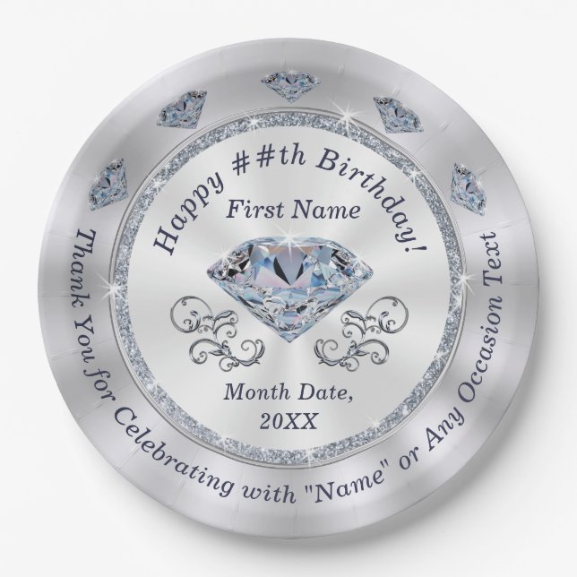 Beautiful Diamond, Birthday Plates Personalized (Front)