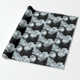 Glamorous Black Sparkly Glitter Sequins Cow Print Wrapping Paper, Zazzle