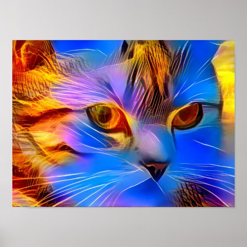 Beautiful digital cat poster