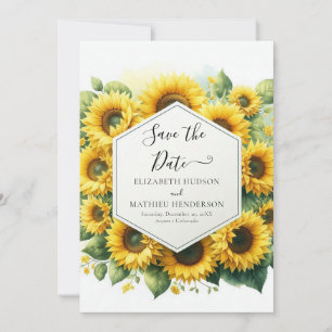 Beautiful Digital Sunflower Wedding Save The Date