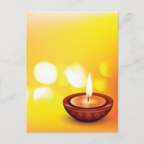 Beautiful diwali diya illustration postcard