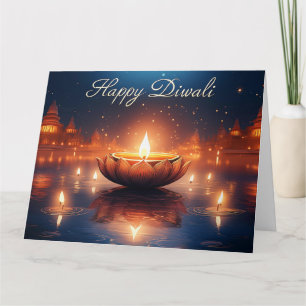 Beautiful Diya Festival of Light Happy Diwali Card