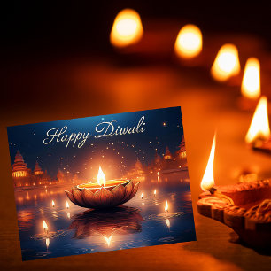 Beautiful Diya Festival of Light Happy Diwali Holiday Card