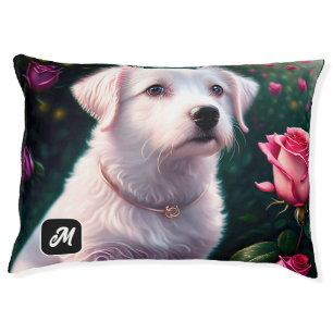 Beautiful Dog And Rose Collection Pet Bed