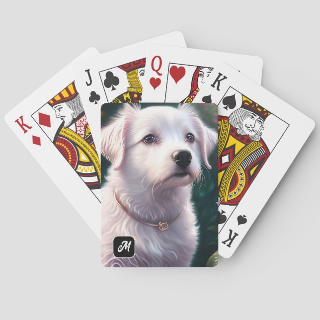 Beautiful Dog And Rose Collection Poker Cards (Back)