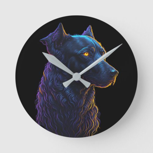 Beautiful dog Artistic pet image for print on dema Round Clock