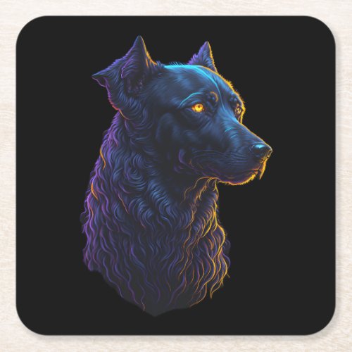 Beautiful dog Artistic pet image for print on dema Square Paper Coaster