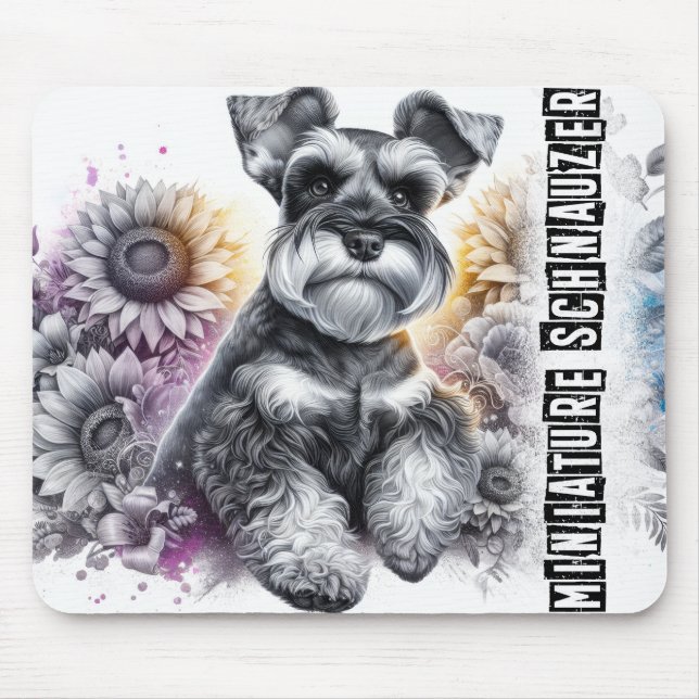 Beautiful Dog Breeds/Miniature Schnauzer Dog Mouse Pad (Front)