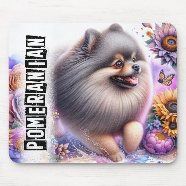 Beautiful Dog Breeds//Pomeranian Dog Mouse Pad (Front)