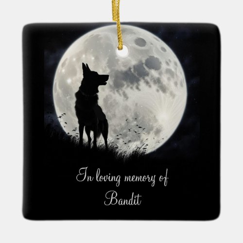 Beautiful Dog Memorial Tribute Custom Name Ceramic Ornament