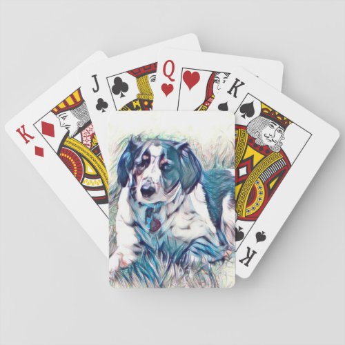 Beautiful dog playing cards