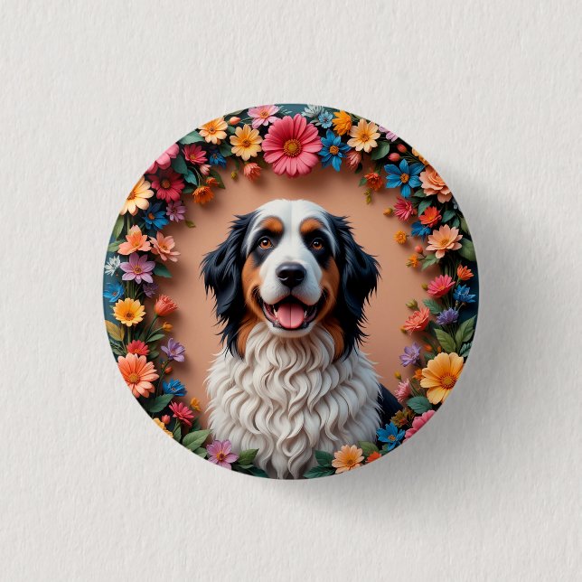 Beautiful Dog Portrait Button (Front)
