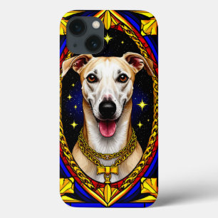 Beautiful Dog Portrait in Stained Glass Artwork iPhone 13 Case