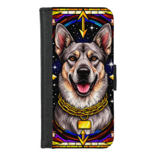 Beautiful Dog Portrait in Stained Glass Artwork iPhone 8/7 Wallet Case