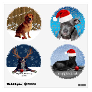 Beautiful Dogs Dressed for Christmas Wall Decal