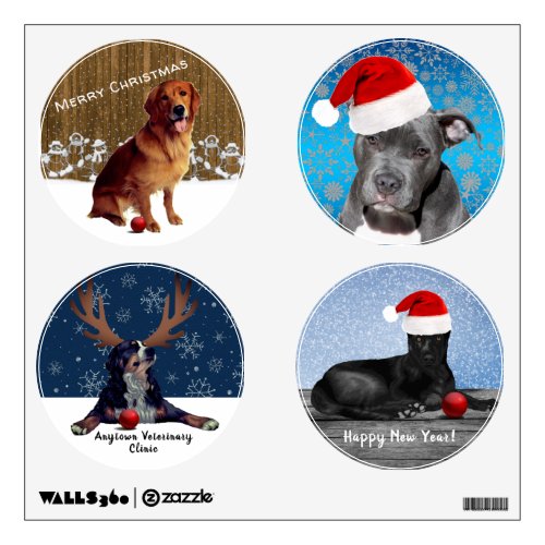 Beautiful Dogs Dressed for Christmas Wall Decal
