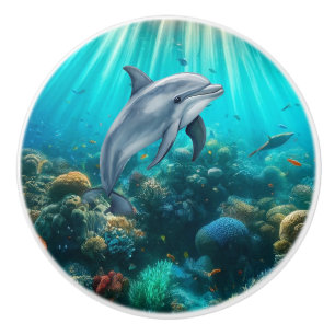 Beautiful Dolphin Door Knob - Ceramic