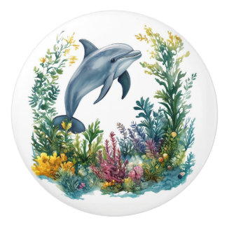 Beautiful Dolphin Door Knob - Ceramic