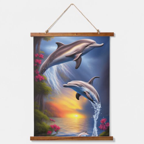 Beautiful Dolphin Duo In Paradise Hanging Tapestry
