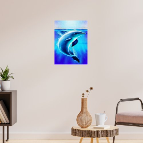 Beautiful Dolphin in Ocean Art Poster