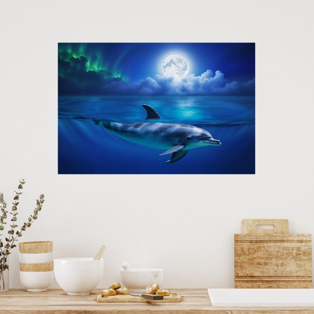 Beautiful Dolphin Ocean Sea Nautical Art Poster (Kitchen)
