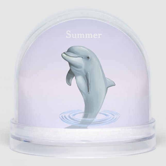Beautiful Dolphin on Light Blue Personalized Snow Globe (Front)