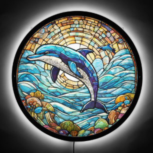 Beautiful dolphin stained glass art