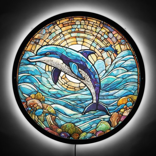 Beautiful dolphin stained glass art