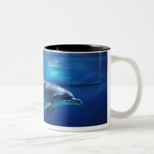 Beautiful Dolphin Underwater and Above Two-Tone Coffee Mug