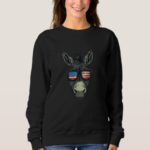 Beautiful Donkey Costume with Patriotic Sunglasses Sweatshirt
