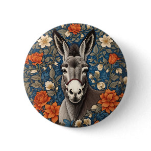 Beautiful Donkey Face Elegant Floral Button