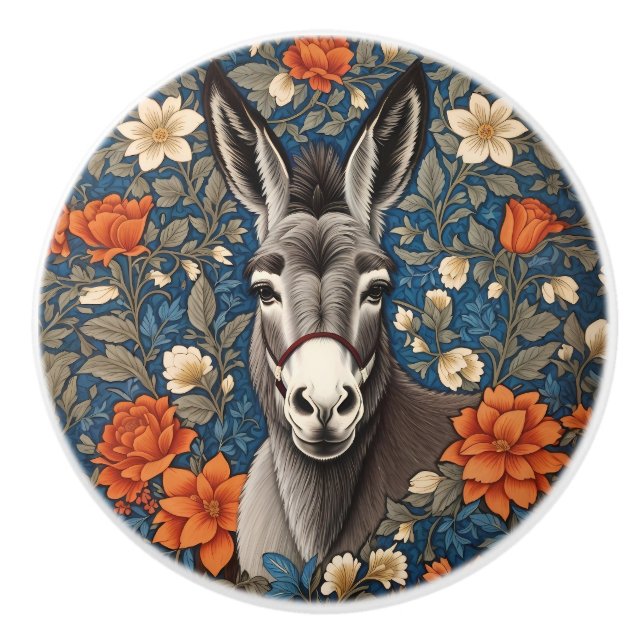 Beautiful Donkey Face Elegant Floral Ceramic Knob (Front)