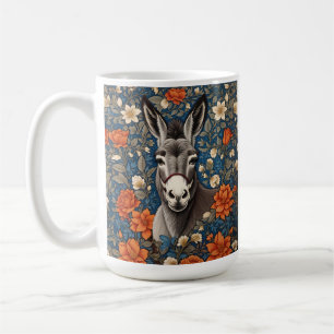 Beautiful Donkey Face Elegant Floral Coffee Mug