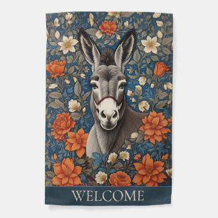 Beautiful Donkey Face Elegant Floral Garden Flag