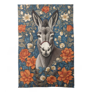Beautiful Donkey Face Elegant Floral Kitchen Towel