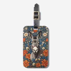 Beautiful Donkey Face Elegant Floral Luggage Tag